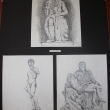 Three classical statue sculpture study drawings