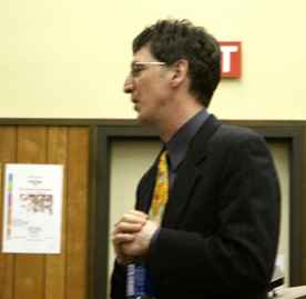 Dr. Timothy Killikelly informs Yuba College students about the issue of low voter turnout