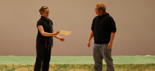 Brynne Capps and Brian Baggett rehearsing their lines. (Photo: Heather Meunier | The Prospector)