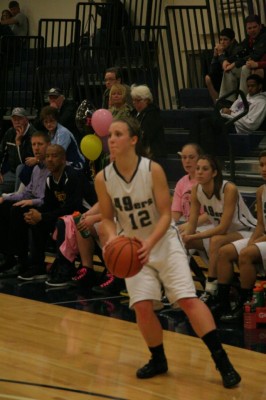 Chloe Pereiro sizing up the distance between herself and the basket | Photo by Chris Carpenter