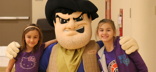 Mascot Dusty with April and Emily | Photo by Bob Barton