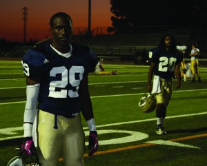 Jacolby Bureau walks off the field after a game saving interception