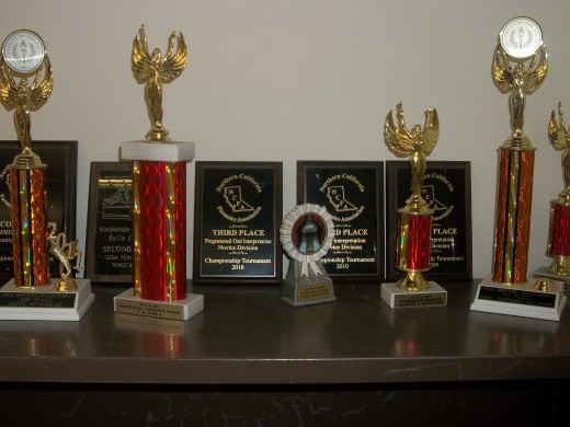 Trophies earned from previous tournaments.
