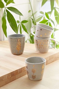 Simply decorated Pickle Pottery mugs handmade by Stephanie Adams