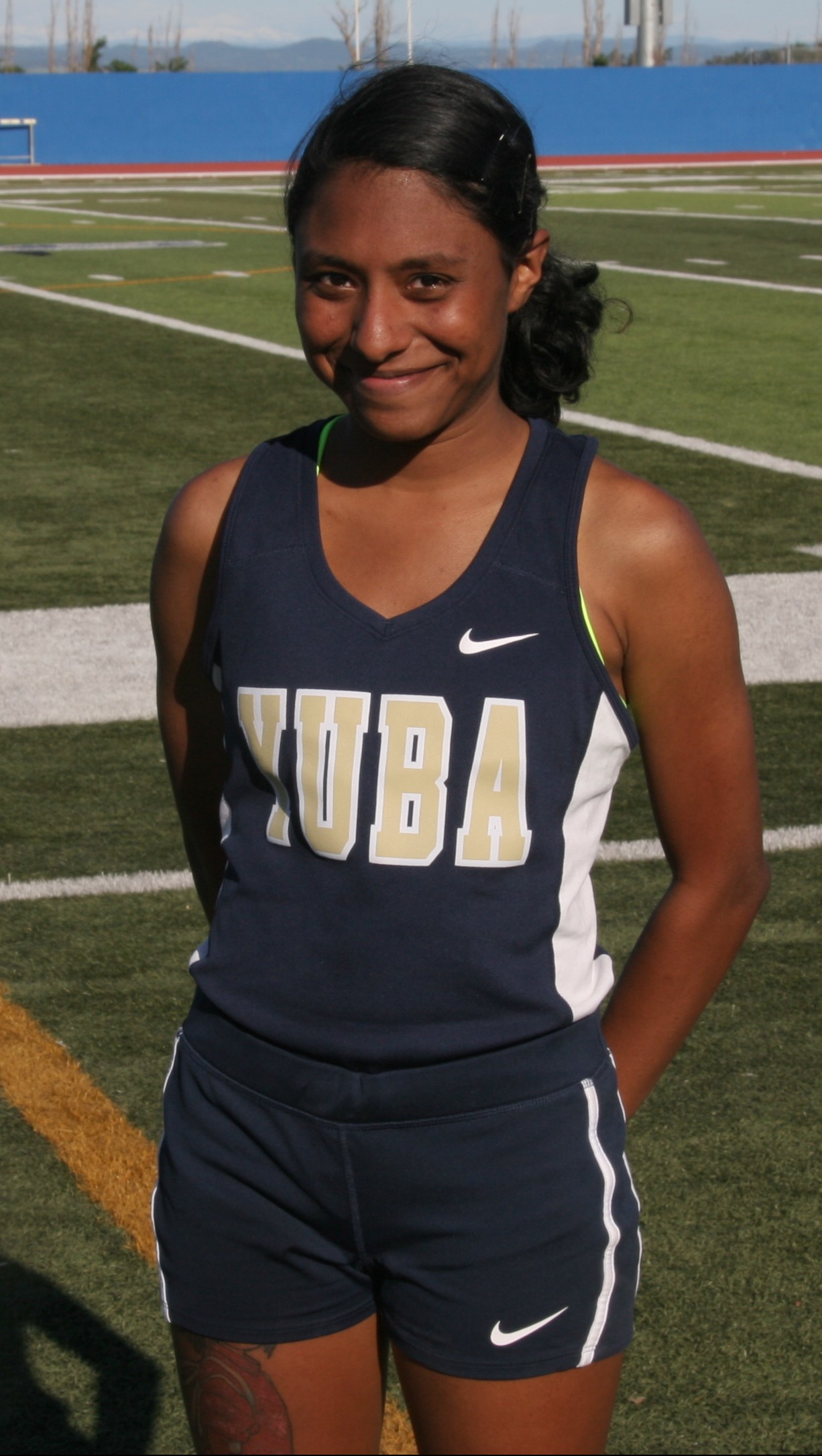 Niyia Sims after running the Women's 1500 m marathon.