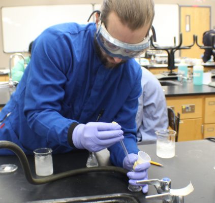 Shawn Presley performing an experiment in Organic Chemistry.