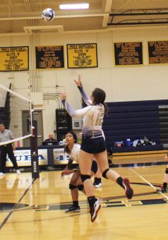 Heather Harness takes to the air for a kill against Alameda.