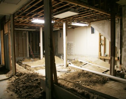 Life building center shower area; still under construction.