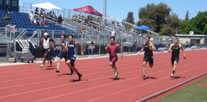 Micah and Jonathon on the track for the Yuba first and second one-two sprint punch